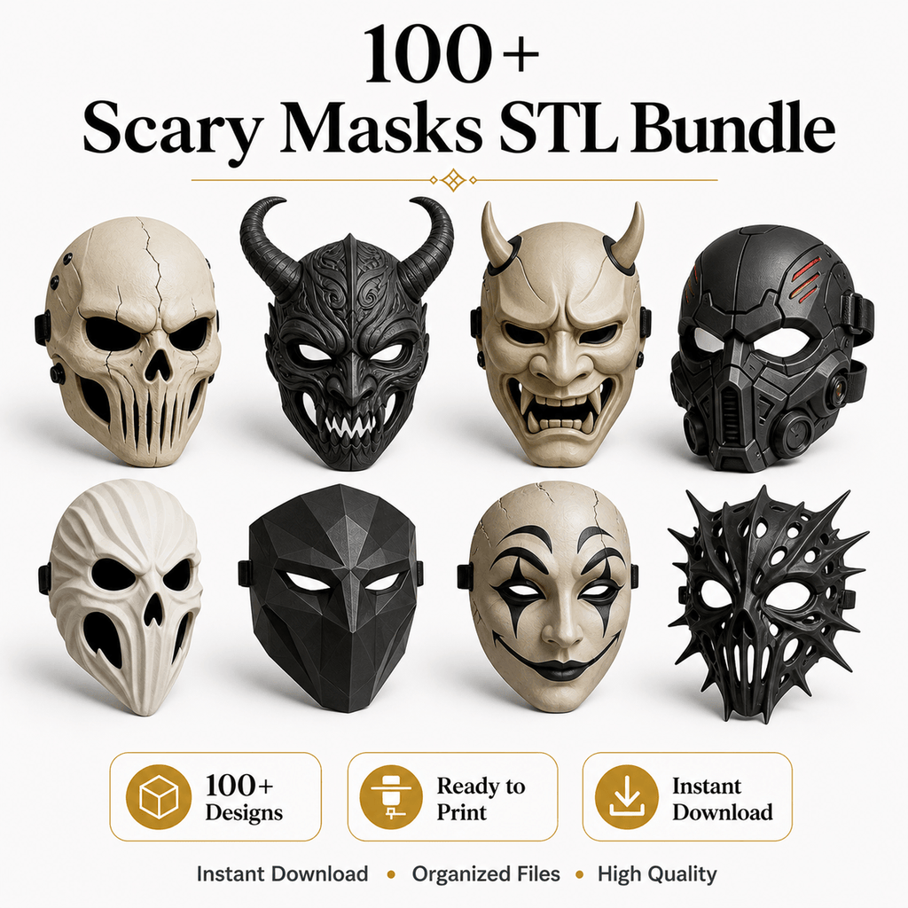 100+ Scary Masks STL Bundle