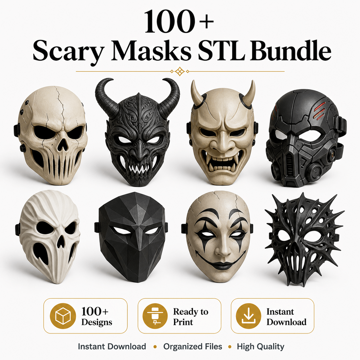 100+ Scary Masks STL Bundle