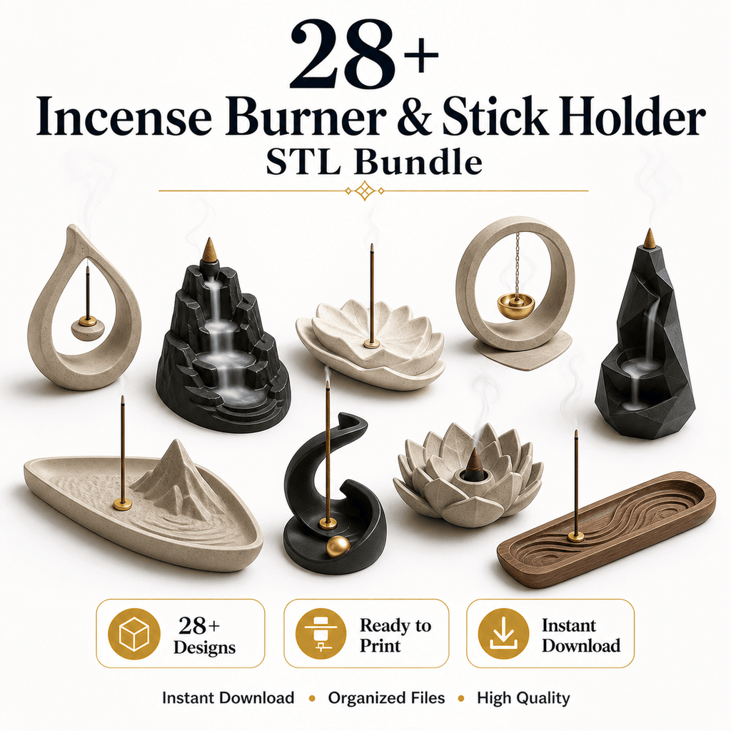 28+ Incense Burner Stick Holder STL Bundle