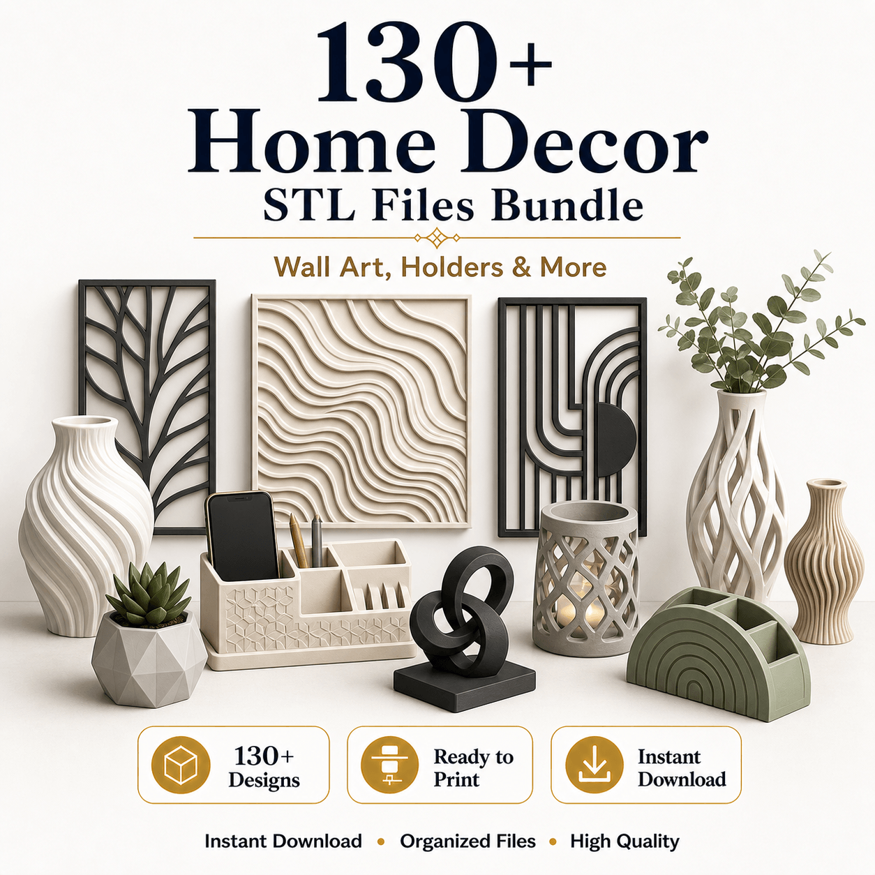 130+ Home Decor STL Files – Wall Art, Holders & More