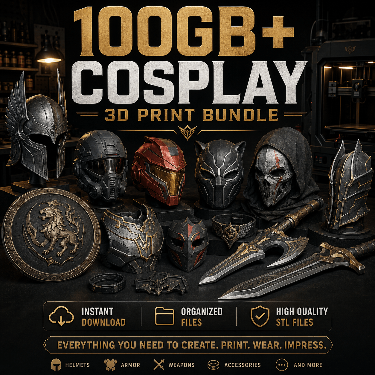 100 GB+ Cosplay 3D Printing - Fan-Inspired - ( Personnel Use Recommended )